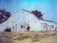 Landscapes - White Barn - Watercolor