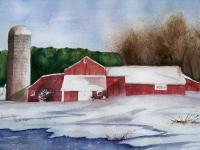 Landscapes - Red Barn - Watercolor